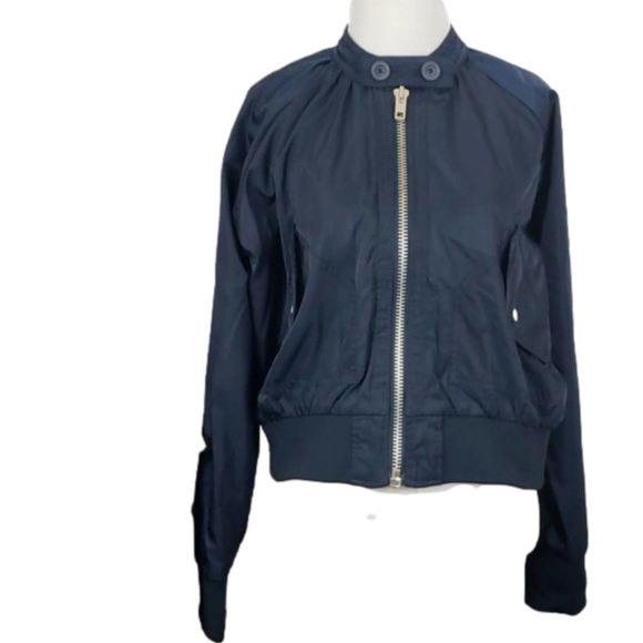 Free People Navy Blue Bomber Jacket - Picture 1 of 9